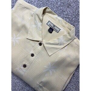Tommy Bahama Men’s 3 Button Hawaiian Shirt Extra Large Yellow  Floral 100% Silk